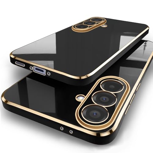 Image of TheGiftKart Back Cover for Samsung Galaxy A37 5G Case | Luxurious Golden-Plated Outlines | Raised Lips for Camera & Screen Protection | Shockproof Design | Stylish Galaxy A37 Back Cover (TPU, Black)