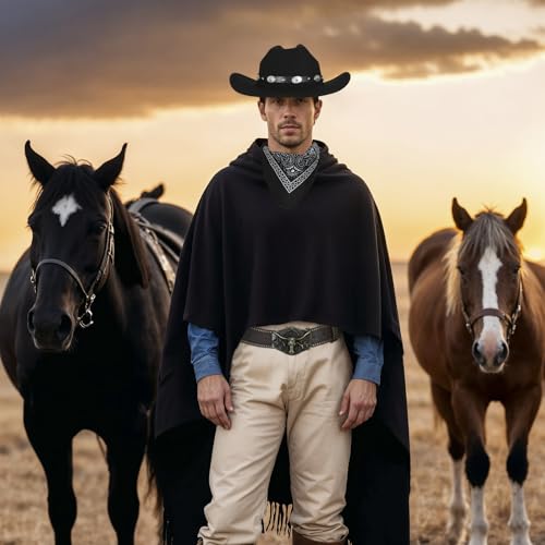 Image of Men & Women's Cowboy Cowgirl Hat-Western Cowboy Costume Accessories Set for Halloween Cosplay