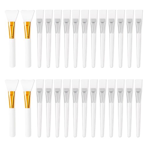 PYSEOSISE Pennello per Maschera, 28 Pezzi Pennelli per Maschera Facciale, Morbido Pennello Maschera Pennelli a Ventaglio per Crema di Fango, Siero e la Maschera di Pulizia