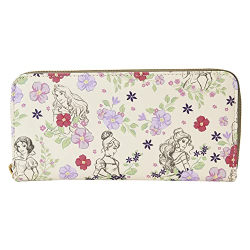 Loungefly Disney Princesses Sketch Floral All Over Print Faux Leather Wallet2