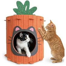 Walfront Large Cat Condo for Indoor Cats Sturdy Cat Hideout & Bed for Sleeping, Playing and Climbing Fits Adult Cats, Easy to Assemble, Cute Cat Tree for All Seasons 15.7in
