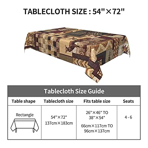 Rustic Lodge Bear Moose Deer Tablecloth Stain &Wrinkle Resistant Washable Polyester Table Cloth, Decorative Table Cover For Kitchen Dinning Tabletop Buffet Wedding Parties And Camping 54 X 72 Inch #TOP6