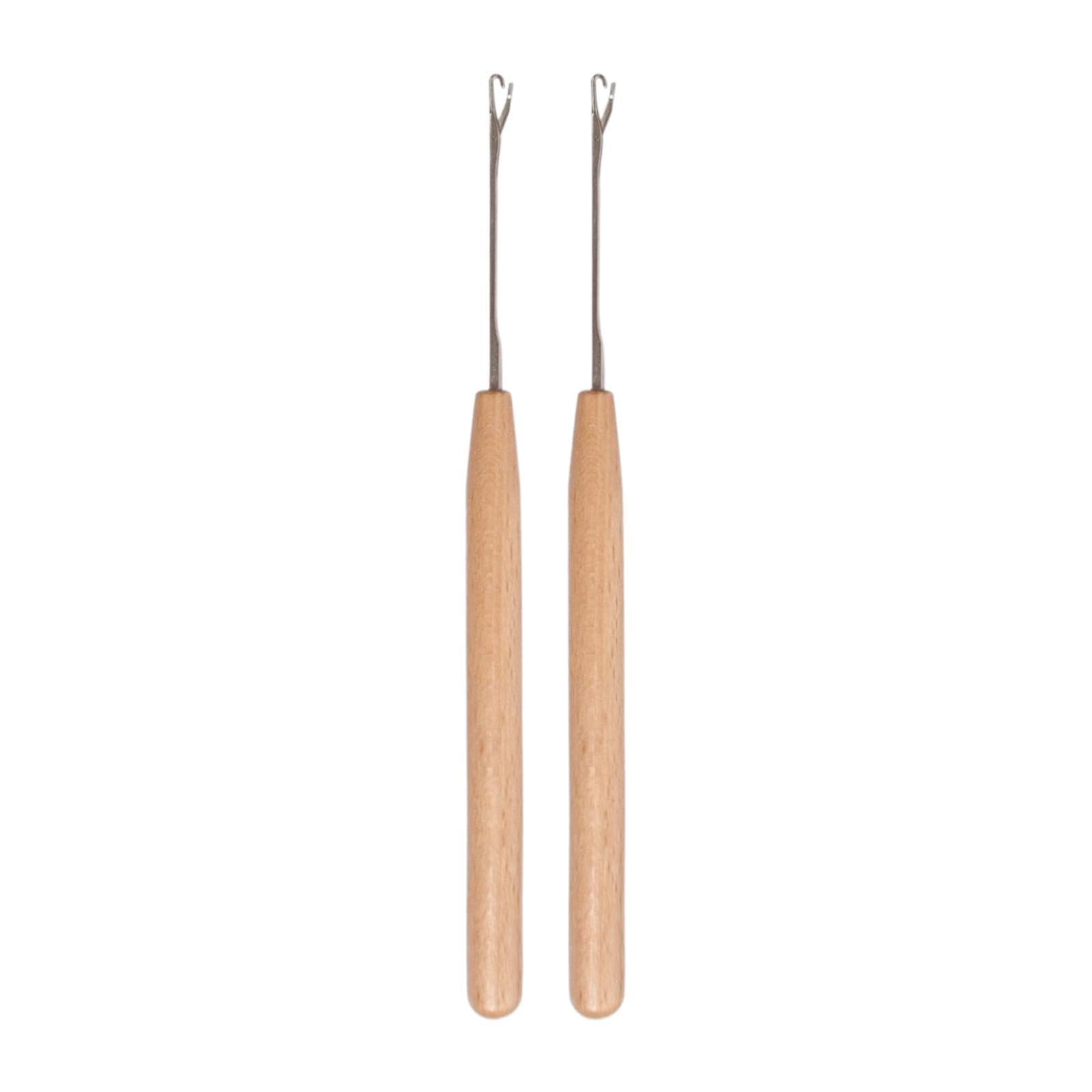 MERISHOPP 2 Pieces Wooden Bent Latch Hook Tools Knitting Tools for Carpet Micro Braids-picture-44