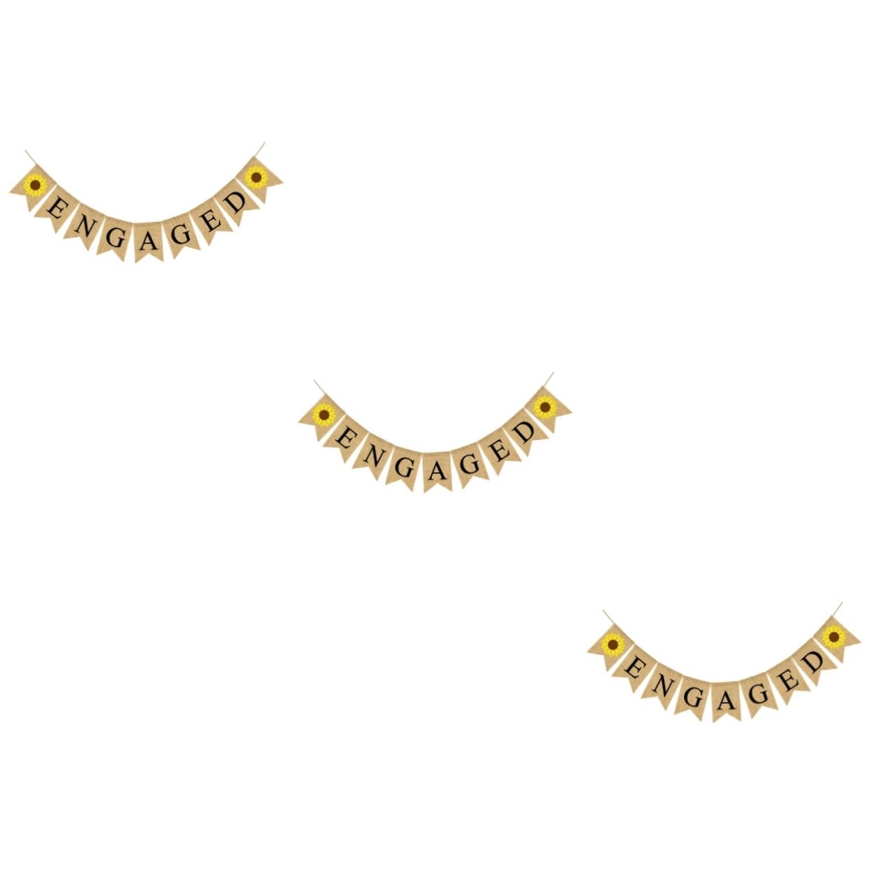 Abaodam 3stücke Hochzeitsfeier Wimpelkette Set Vintage Sackleinen Banner Mit Sonnenblumen Party Dekoration Für Hochzeiten Feiern Als Fotodekoration Festatmosphäre Partybedarf Für
