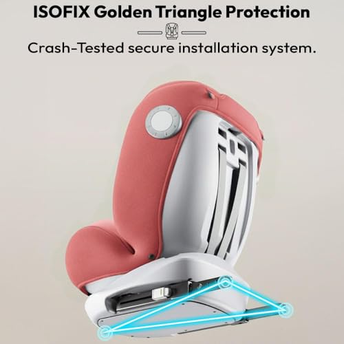 Image of StarAndDaisy Car Seat for Baby 0 to 12 Years /Baby Car Seat with ISOFIX / 360 Rotation, 5-Point Safety Belt / 3 Level Reclining / Multi Level Hight Adjustment / Convertible Car Seat for Comfort & Safety - Pink
