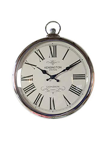 Large Silver Pocket Watch Wall Clock- Perfect for any Living Room, Dining Rooms, Kitchen, Hallway, Lounge, Conservatory or Bedroom