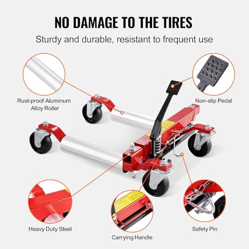 Carrello idraulico per sollevamento pneumatici per auto, camion, camper, rimorchi, capacità di carico 680,4 kg, cricchetto, cricchetto, posizionamento del veicolo