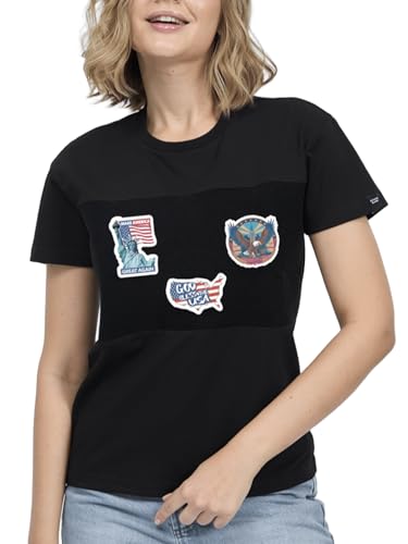 Women's Cotton T-Shirts with Stickers XL