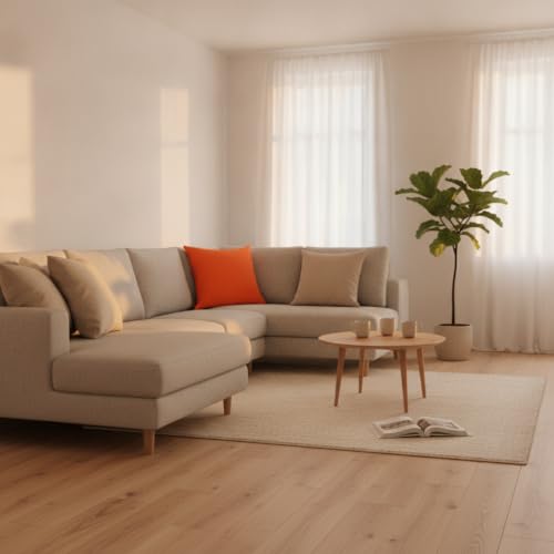Image of Solid Orange Cotton Cushion Cover | Decorative Throw Pillow Cover for Sofa Couch Bed Living Room Bedroom | Premium Soft Fabric with Hidden Zipper (6)