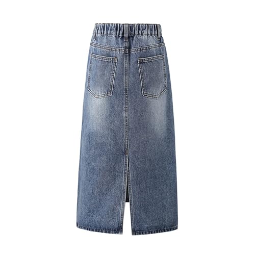 Teen Girls Denim Skirts Buttons Baggy Straight Casual Bottoms Dress Kids Long Jeans Dresses Summer Streetwear Skirts4