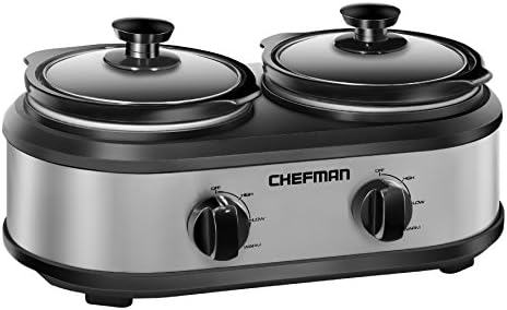 Chefman RJ15-125-D Double Slow Cooker & Buffet Server with 2 Removable 1.25 Qt. Oval Crocks, Pot Inserts Individually Heat Controlled, 2.5 Quarts, Stainless Steel Chefman RJ15-125-D Double Slow Cooker & Buffet Server with 2 Removable 1.25 Qt. Oval Crocks, Pot Inserts Individually Heat Controlled, 2.5 Quarts, Stainless Steel