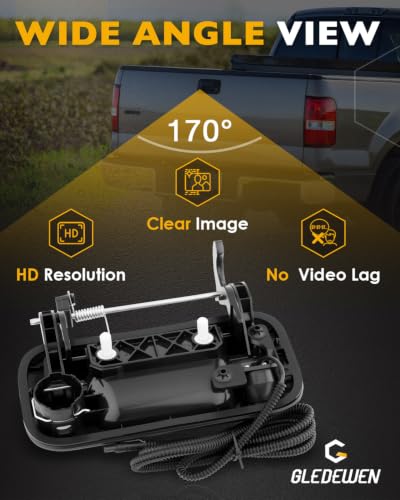 Image of Backup Camera Handle w /Rear View Mirror Monitor, Fits 04-16 Ford F150 F250 | Tailgate, Compatible with F350 F450 F550 Super Duty /Explorer, 4.3 inch Rear View, 170 Viewing Angle, Waterproof Reverse Camera