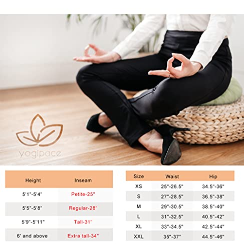 Yogipace,Belt Loops,Petite/Regular/Tall Women's Pull-On Dress Yoga Pants Skinny Leg Pant Slim Fit Work Leggings Office Travel Commute Back Pockets,31",Black,Size L #TOP4