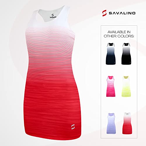 Savalino Athletic Sleeveless Tennis Dress With Racerback For Women, Sports Activewear Apparel With Uv Sun Protection, Medium, Red #TOP2
