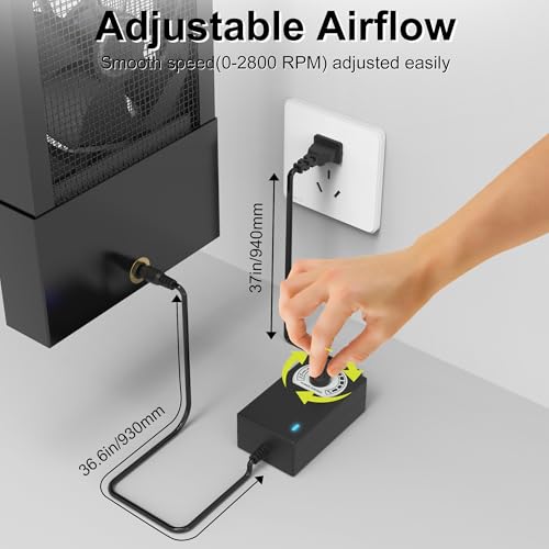 Image of 25.6-27.6 Inch Vertical Window Exhaust Fan for Sliding Windows - Securely Fit Top and Bottom Frame Tool-Free Setup with Variable Speeds for Living Rooms Hot Areas Smoky Spaces(Black)