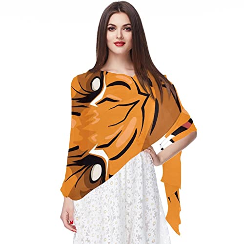 Écharpe tigre en mousseline de soie pour femme | Foulard plage multicolore