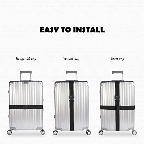 Image of 2pcs 74″x2″Luggage Straps for Suitcases,Adjustable Suitcase Straps and Heavy Duty Strap Buckle Packing Straps Travel Accessories,Black