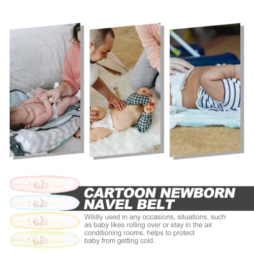 Image of Healifty 4 Pcs Baby Belly Button Band: Infant Umbilical Cord Navel Belt, Soft Cotton Adjustable Belly Bands for Newborns 0-12 Months