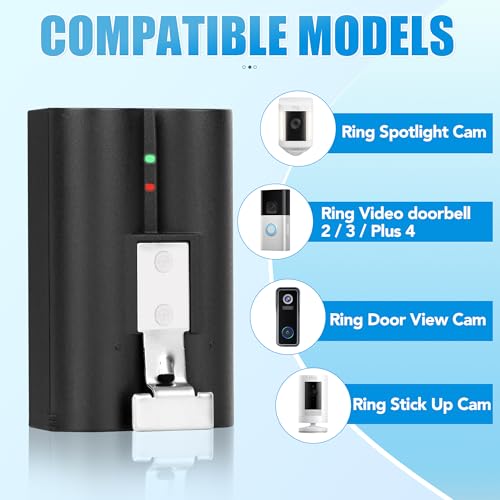 Image of 2-Pack 7200mAh Replacement Battery Pack with LED Charger Station for Ring Video Doorbell 2 /3 /3 Plus /4, Spotlight Cam, Stick Up Plus /Pro | Rechargeable Li-ion Battery | Quick Release Power Supply