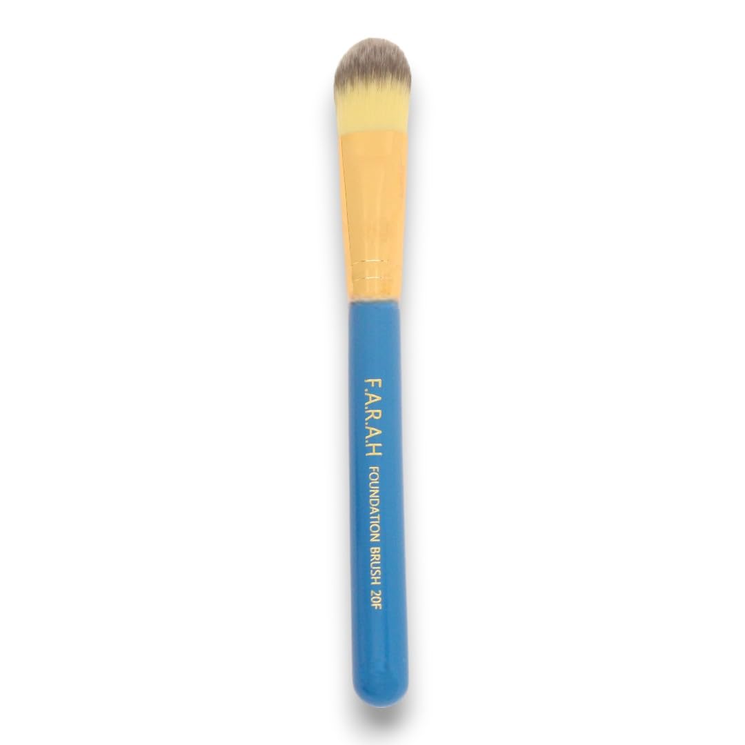 F.A.R.A.H Brushes Foundation Makeup Brush 20F for Face - Perfect For Blending Liquid, Cream, or Flawless Powder Cosmetics - Buffing, Stippling, Concealer - Premium Quality (Blue)