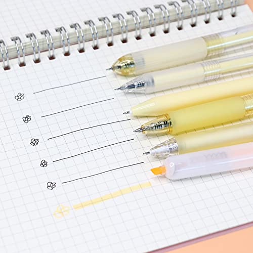 Buqoo Gel Pens, Highlighter Pens 0.5Mm Retractable Rollerball Pens Black Ink Smooth Pens For Diary Coloring Painting Doodles Crafts, 6 Pack (Yellow) #TOP2