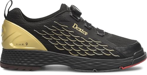 Dexter Mens C9 Knit BOA Bowling Shoes (for Right and Left Handed Bowlers. Men's Shoe Sizing) - Black/Gold 123