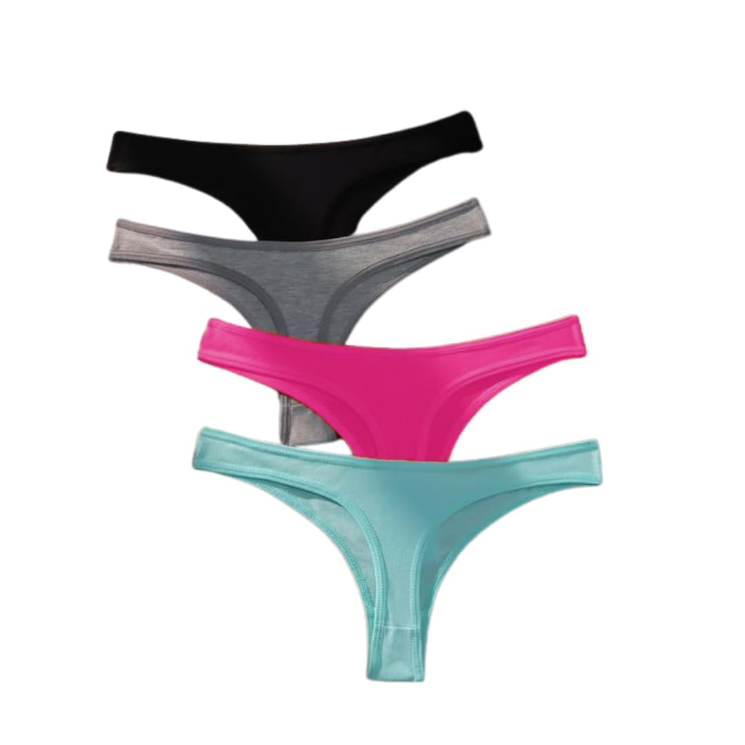 Florafit Women's Viscose Cotton Lycra G-Staring Thong Panties Combo Pack of 4 | Thong Panty for Women Sexy | Panty Combo Set for Women-image-32