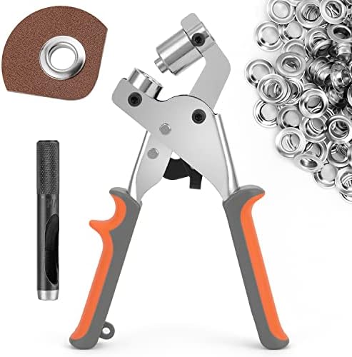Grommet Tool Kit Eyelet Plier: IMLIKE Grommet Handheld Puncher Tool Kits Eyelet Hole Punch Pliers Set Banner Maker Machine for Fabric Paper with 500pcs Silver Grommets of 3/8 inch(10mm)