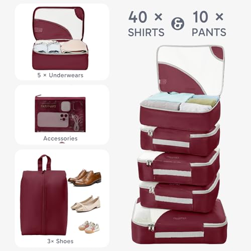 Image of OlarHike 10 Set Packing Cubes for Travel,Gifts for Women Mom,Anti-Tearing Suitcase Organizer,with Over 1000 pcs Mesh Holes,Vacation Essentials & Accessories for Cruise Ship