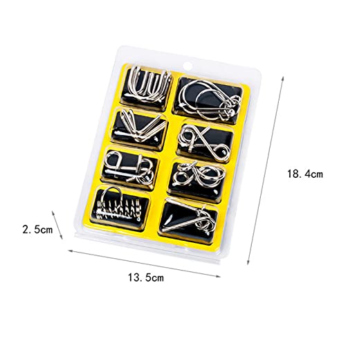 Set Di Puzzle In Filo Metallico Di 8 Giochi Rompicapo Per Test Del QI Districamento Del Collegamento In Ferro Gioco Di Interblocco Di Sblocco Dellanello Cinese Giocattoli Magici Per Adulti