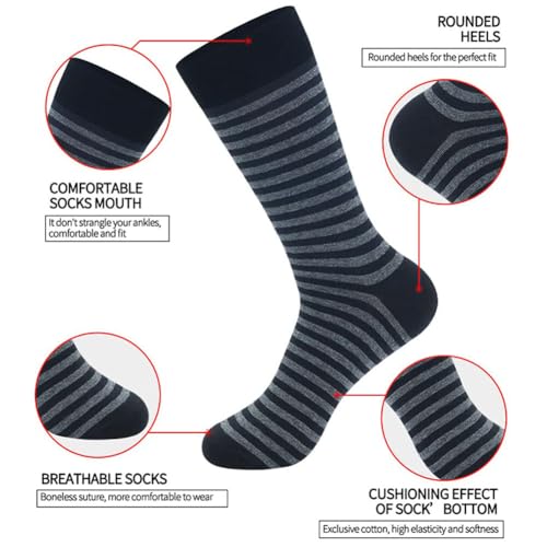 3 Pairs Men's Crew Socks Dress Cotton Breathable Business Formal Socks with Comfort Soft Moisture Wicking2