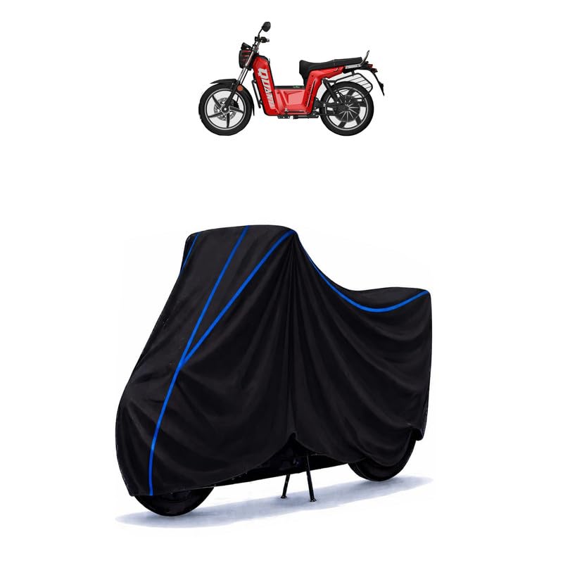 Image of Gravton Quanta 300 Bike Cover Water Resistant Universal Motorcycle Rain | Heavy Duty UV Protection, Dust, Scratch Indoor Outdoor All Weather with Black Blue Piping Elastic