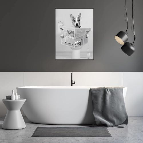 LYBOHO Black White Scottish Highland Cow Bathroom Pictures Funny Animal in the Bathtub Canvas Pictures for Living Room Bathroom Bedroom Decorative Frameless (1 Piece - Image 2
