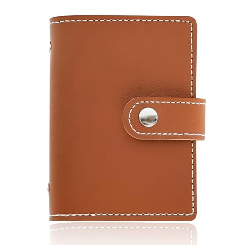 JEYORZY Tarjetero Unisex de Cuero Sintético, Cartera Compacta para Hombre y Mujer, con Fundas Plásticas, hasta 26 Tarjetas, Porta Cartões, Tarjetero Hombre Pequeño, Ideal para ID y Banco(Marrón)