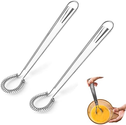 MEKOMEKO 2 Pack Stainless Steel Whisk,Flat Spring Coil Whisk,Spring Mini Stainless Steel Whisk,Ccan be used for Whisking eggs, Coffee,Milk,Kitchen Gadgets