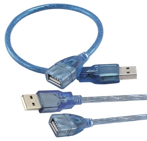 Image of NISHTECH 35cm Premium USB Extender Cable Male to Female USB A Male to USB A Female 2.0 Data Transfer and Charging Adapter for TV, PC, Laptop, PlayStation, Xbox, Flash Drive,etc (Transparent Blue)