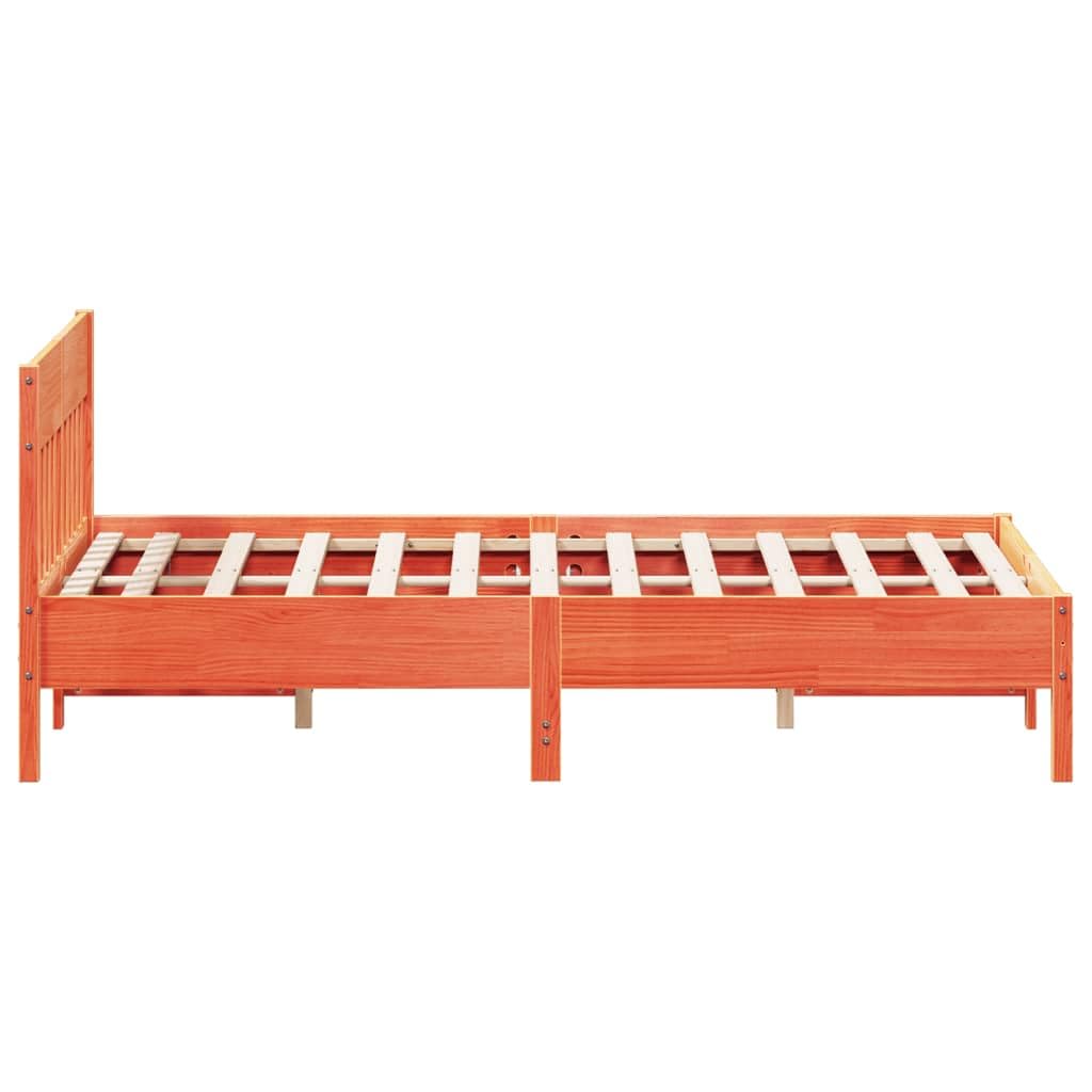 Cama de madera maciza sin colchón, 120 x 190 cm, marrón cera, madera de pino, marco de cama resistente, cama individual para dormitorio, duradera