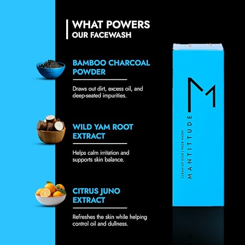 Image of Activated Bamboo Charcoal Face Wash For Men, Deeply cleanses the skin, removes dirt and oil deposits due to pollution, and controls oil production, suitable for all skin types 100ml