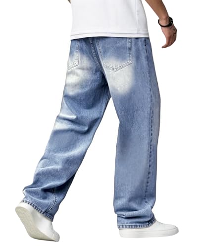 Image of Baggy Jeans for Men Y2K Streetwear Vintage Wide Leg Loose Fit Denim Pants Hip Hop Skater Carpenter Jeans