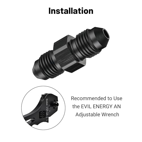Image of EVIL ENERGY 3AN Male to Male Flare Coupler Union Straight Fuel Hose Adapter Fitting Black 2PCS