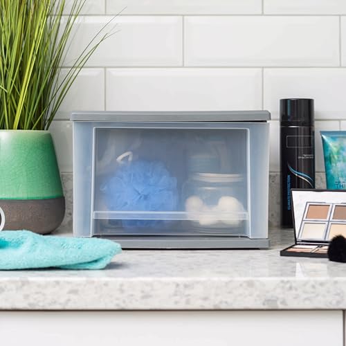 Under Bed Storage Bins, 17 Qt Medium Plastic Drawers, Stackable Modular Design, Gray Frame with Clear Bins, 12.05x14.25x8.39 Inches, 3 Pack - Image 7