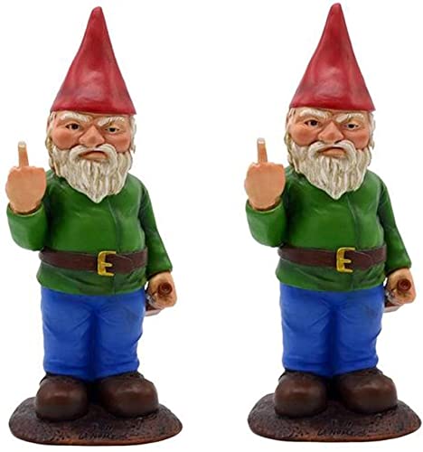 Xummy 2 unidades de nain de jardín con diseño de gesto de honor - Nain de jardín, 15 cm, estatua para coleccionar de Doigt del Milieu de pájaro de césped divertido interior exterior Cover
