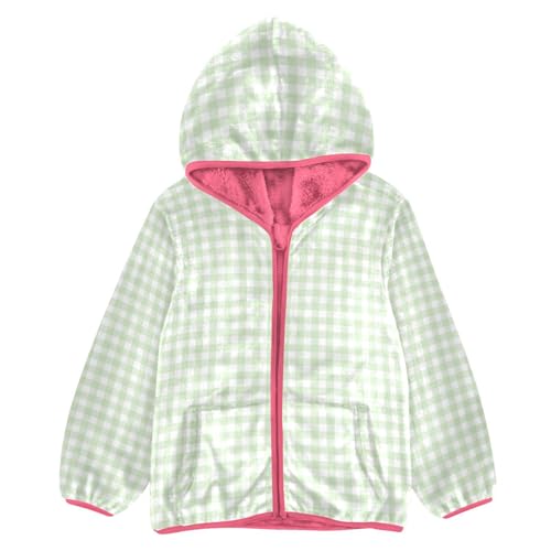 GuoChe Buffalo Plaid Green Toddler Sherpa Jacket