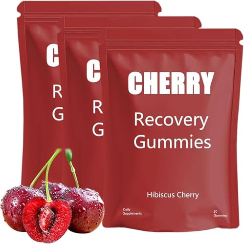 Gomitas de recuperación de cereza, gomitas de cereza ácida (30 gomitas cada una) – Apoya la recuperación muscular, combate el dolor y aumenta la energía, comodidad articular y muscular, sin OMG,