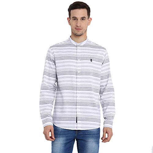 Red Tape Men’S Striped Regular Fit Casual Shirt (Rfs0075_Navy White S)