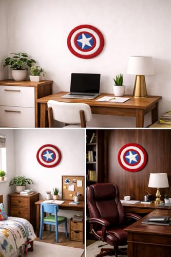 Image of Captain Shield Hand-Tufted Rug - Premium Soft Wall Decor & Floor Rug | Handmade | Vibrant Superhero Inspired Design | Kids Room, Office & Living Room Decor