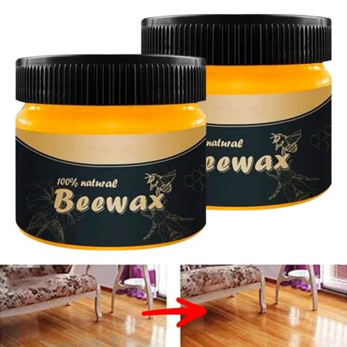 Hemiza Beeswax Furniture Polish – Traditional Wood Polish Cream for Furniture, Cabinets, Wardrobes, Tables & Antiques – Restores Shine, Protects & Conditions Wood – Honeysuckle Scent – 85g