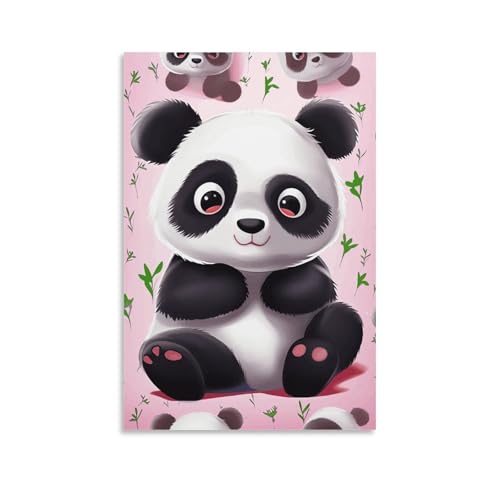 Toile murale panda tendre decoration poetique pour chambre bebe et salon familial