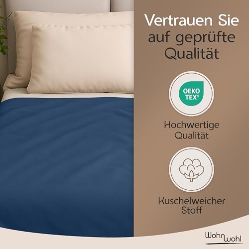 WOHNWOHL® Kuscheldecke (150x200cm) • Weiche Tagesdecke • Sofadecke • Wohndecke • Schlafdecke • Oeko-Tex zertifizierte Baumwolldecke • Samtig weiche Decke • Farbe: Kobalt