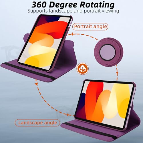 Image of TGK Rotating Cover for Redmi Pad SE 11 inch 360 Degree Leather Flip Case (Purple)